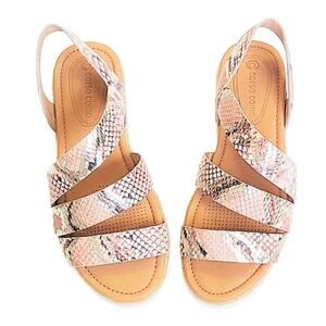 New! Corso Como Women's Snakeskin Embossed Leather Espadrille Sandals